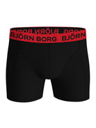 Björn Borg 5-Pack Cotton Stretch Boxer Briefs - Black Multi red waistband