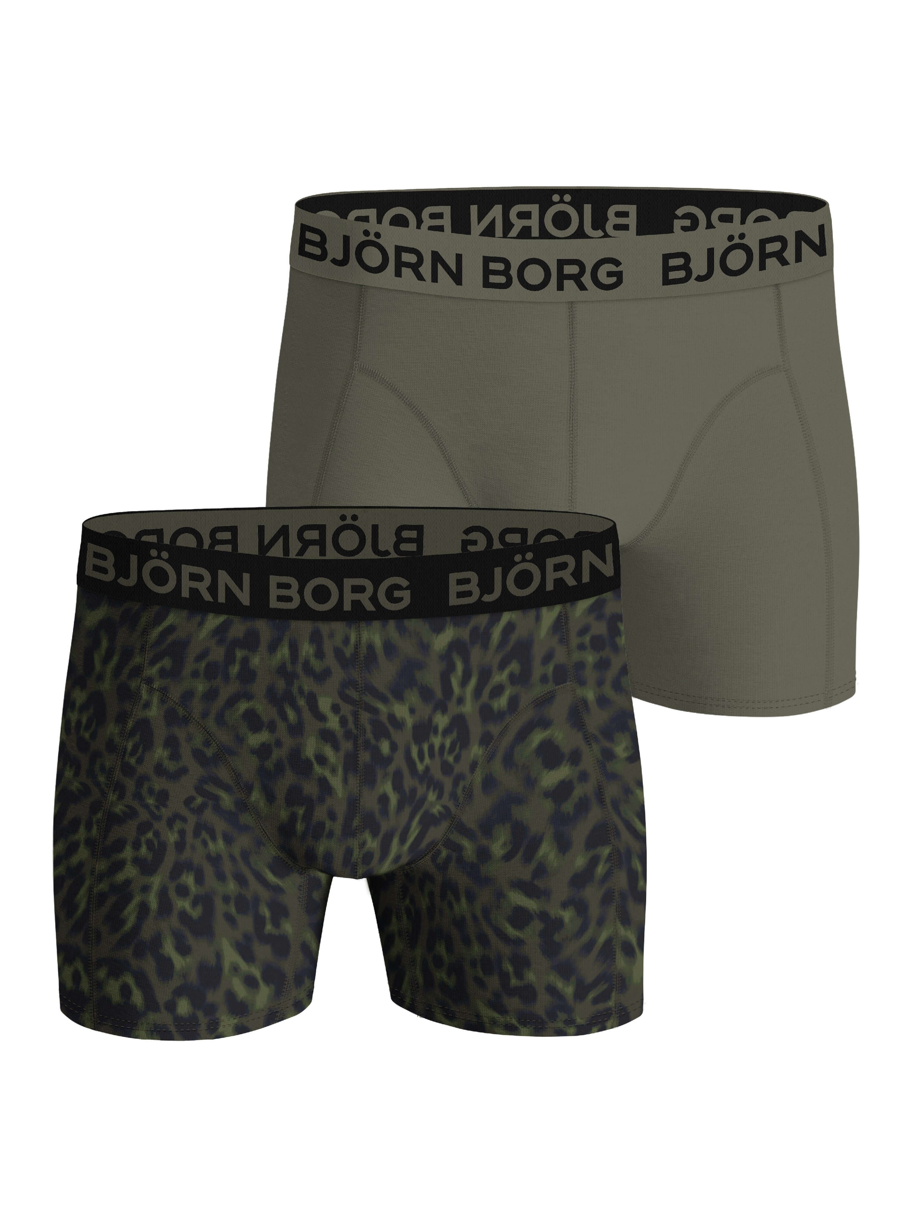 Björn Borg Men’s Stretch Cotton Boxer Shorts 2-Pack – Olive, Print