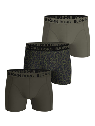 Björn Borg Men’s 3-Pack Cotton Stretch Boxers – Green, Tiger Print
