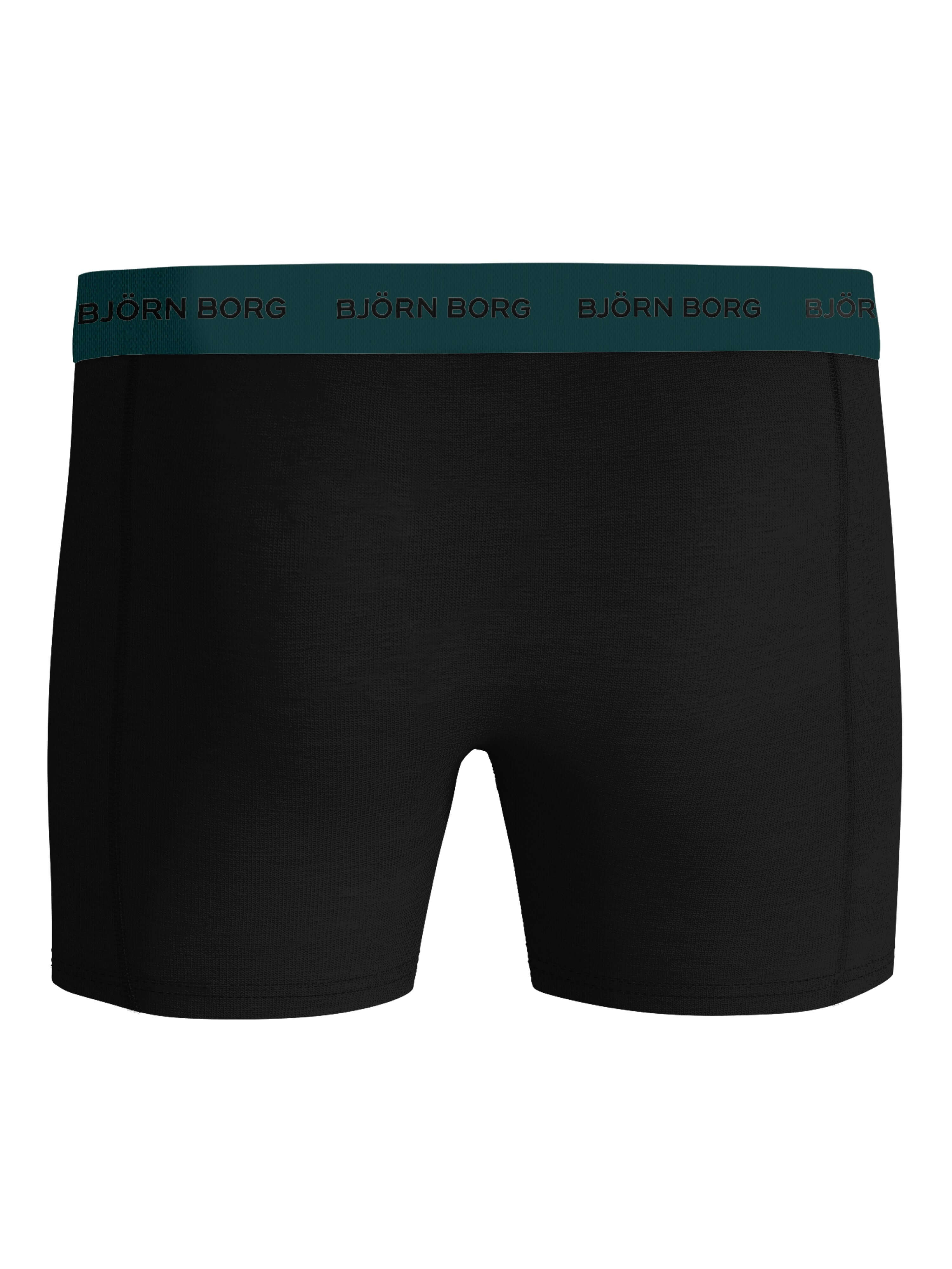 Björn Borg Men’s 3-Pack Cotton Stretch Boxers – Black, Green Print, Grey