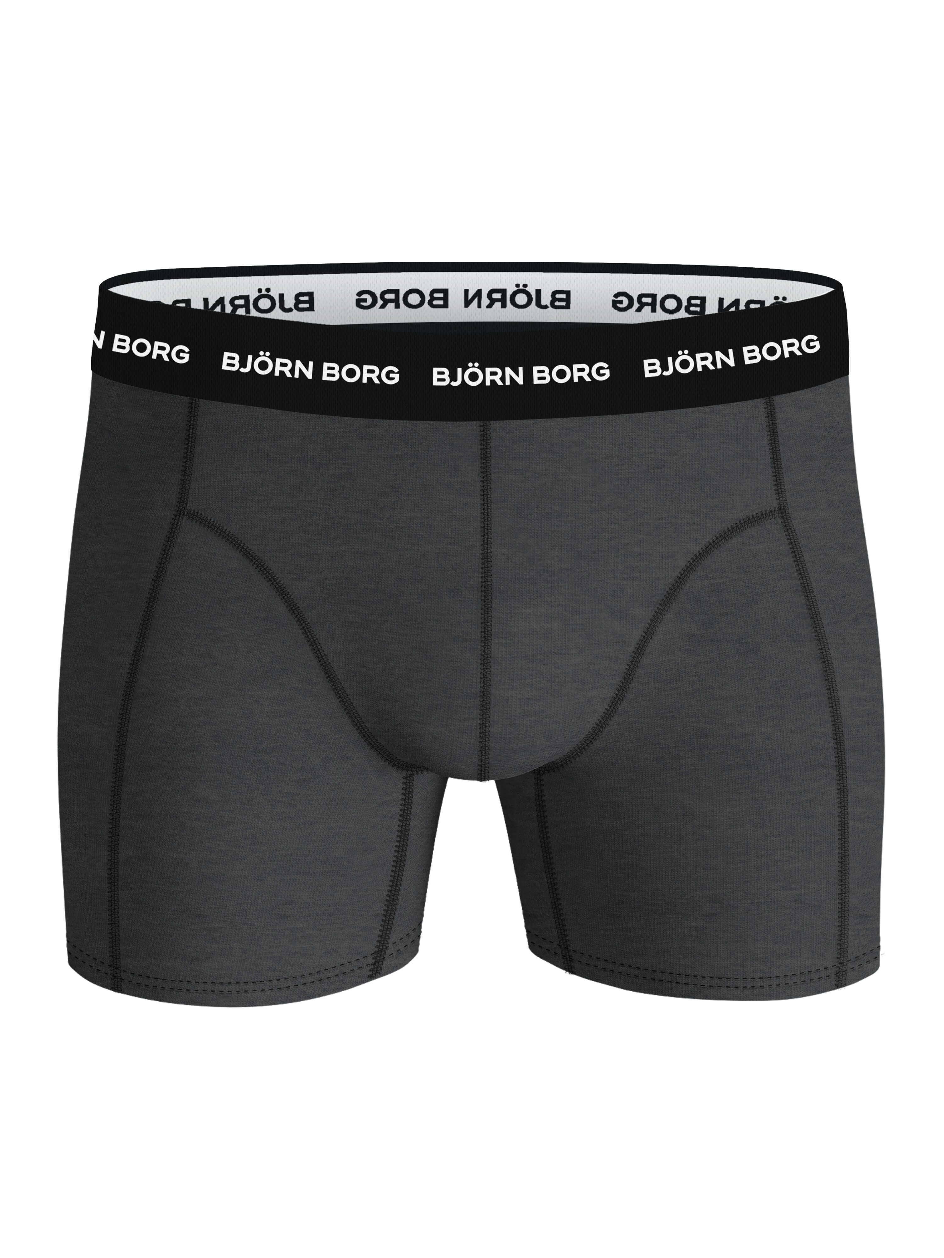 Björn Borg Men’s 3-Pack Cotton Stretch Boxers – Black, Green Print, Grey