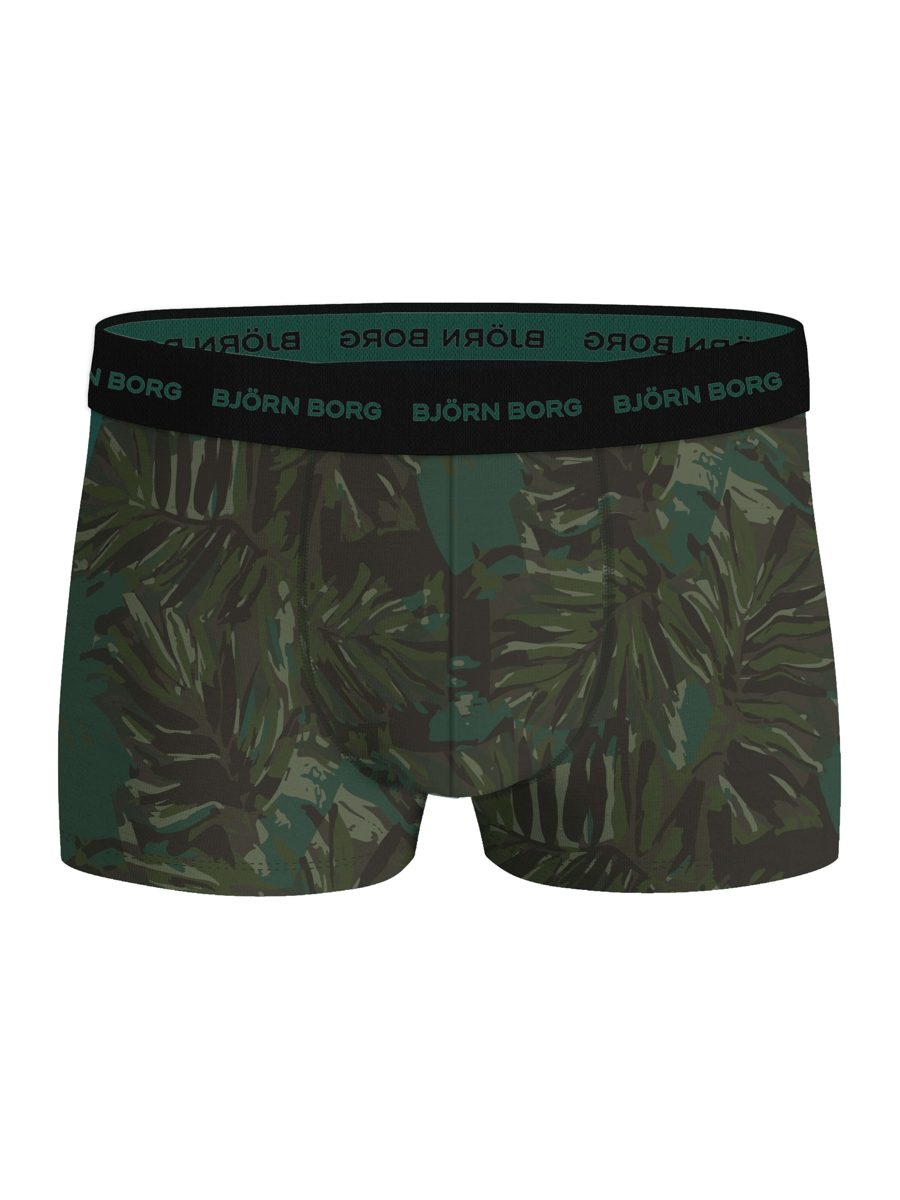 Björn Borg Cotton Stretch Trunks 5-pack - Black, Melange, Green, Print, Red