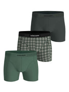 Three pairs of Bjärn Borg boxer briefs in different colors on a white background.