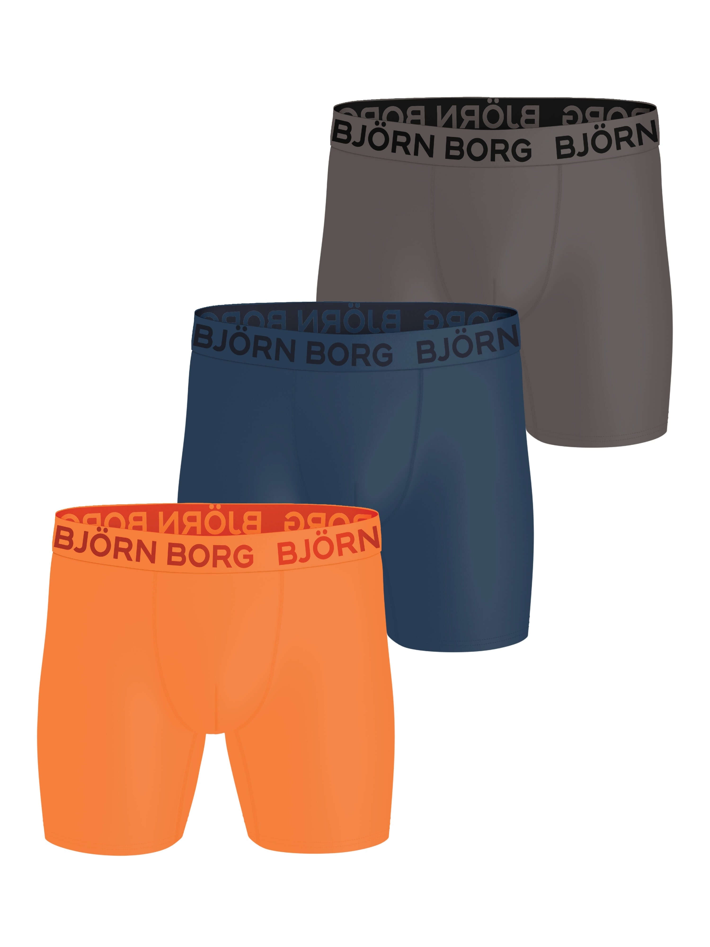 Björn Borg 3 Pack Sports Microfiber Boxers - Orange / Blue / Brown
