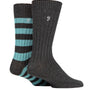 Farah Men's Bamboo BOOT Socks 2 Pack Socks (6-11 ) -Charcoal/Teal