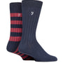 Farah Men's Bamboo BOOT Socks 2 Pack Socks (6-11 ) -Navy/Berry