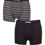 Jeep 2 Pack Men's Plain & Fine Stripes Fitted Bamboo Trunks