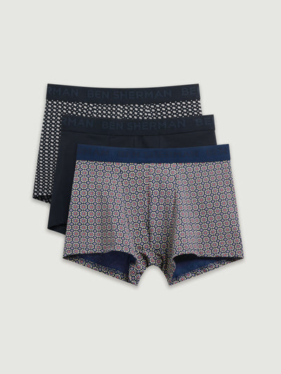 Ben Sherman 3-Pack Jacquard Logo Geo Print Trunks