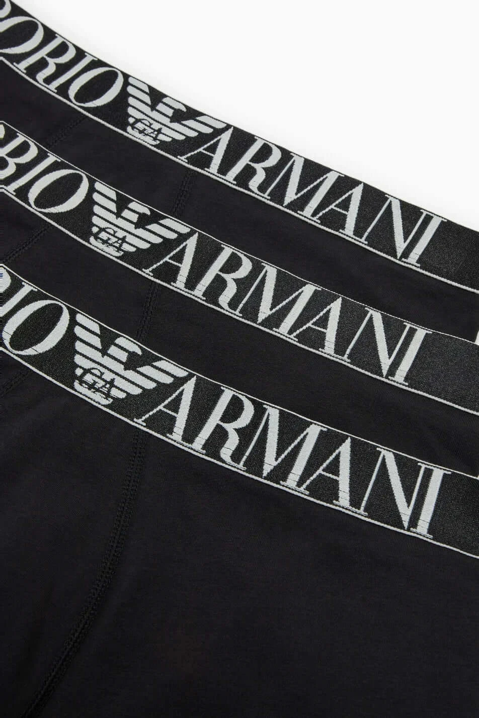 Emporio Armani 3 Pack Organic Cotton Trunks - Black