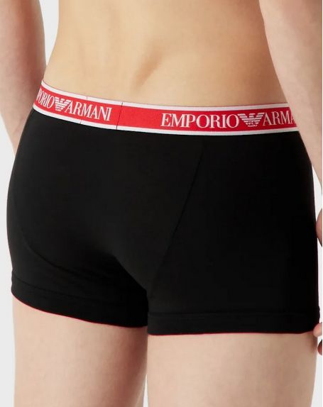 Emporio Armani 3 Pack Stretch Cotton Trunks - Red/Black/White Underwear