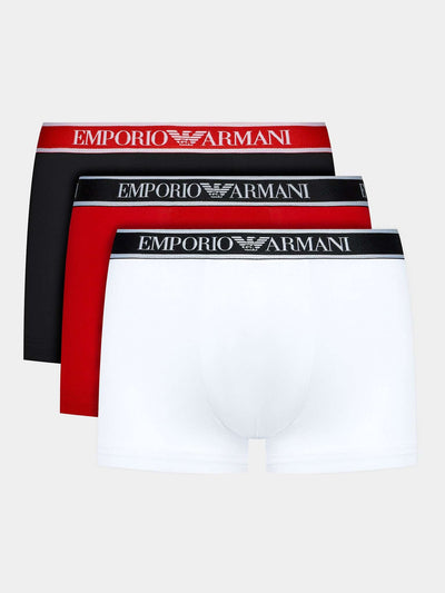 Emporio Armani 3 Pack Stretch Cotton Boxer - Red/Black/White  Underwear