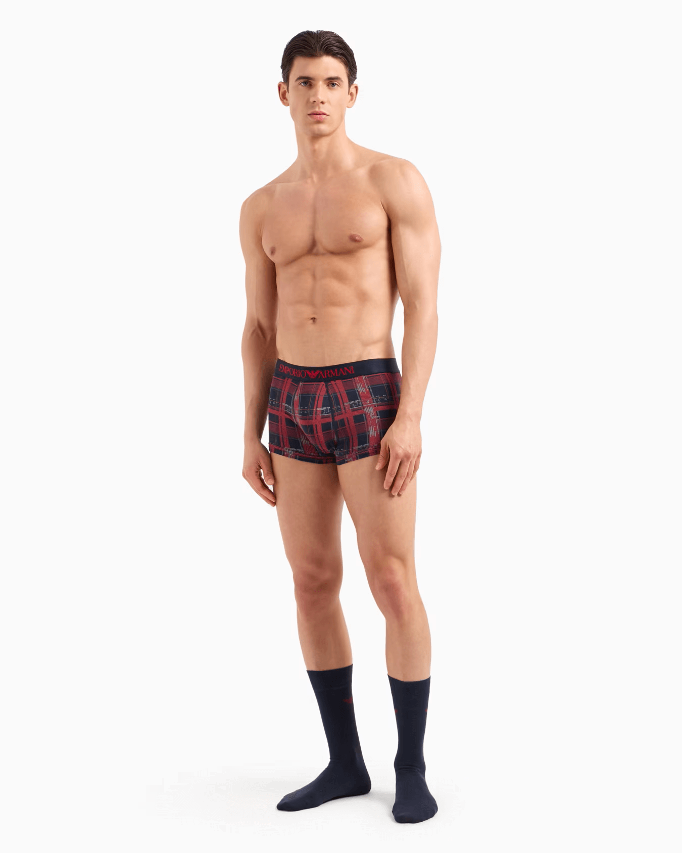 Emporio Armani Underwear Gift Set – Navy/Tartan Trunks & Socks