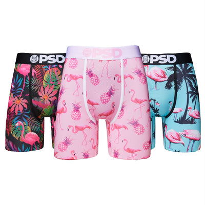 PSD Men’s 3 Pack Boxer Briefs – Flamingo Jungle 7" Multipack