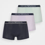 Emporio Armani 3 Pack Low Rise Trunks with core logo - Navy/Lavender/Mint