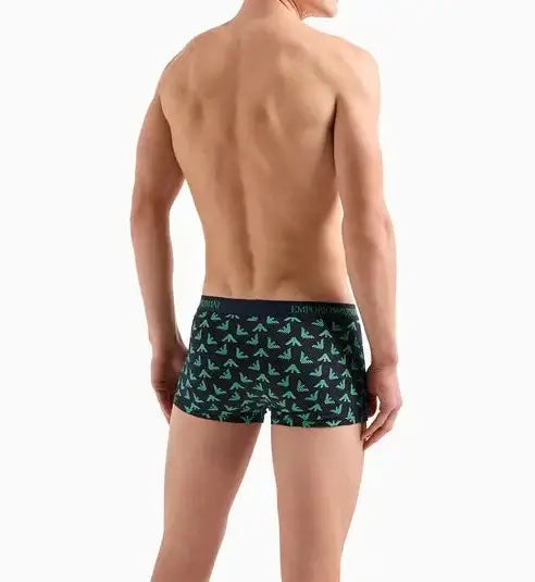 Emporio Armani 3 pack Pure Cotton Low Rise Trunks - Green, Black Print
