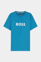 BOSS Cotton Jersey Logo T-Shirt Turquoise Blue 50491706-445 Front Product View