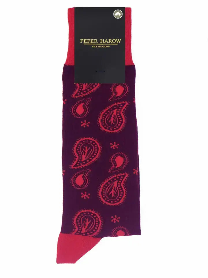 Peper Harow Paisley Men's Organic Cotton Socks- One Size ( UK 6-13 )