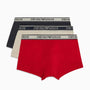 Emporio Armani 3 Pack Low Rise Trunks with core logo - Black/Beige/Red