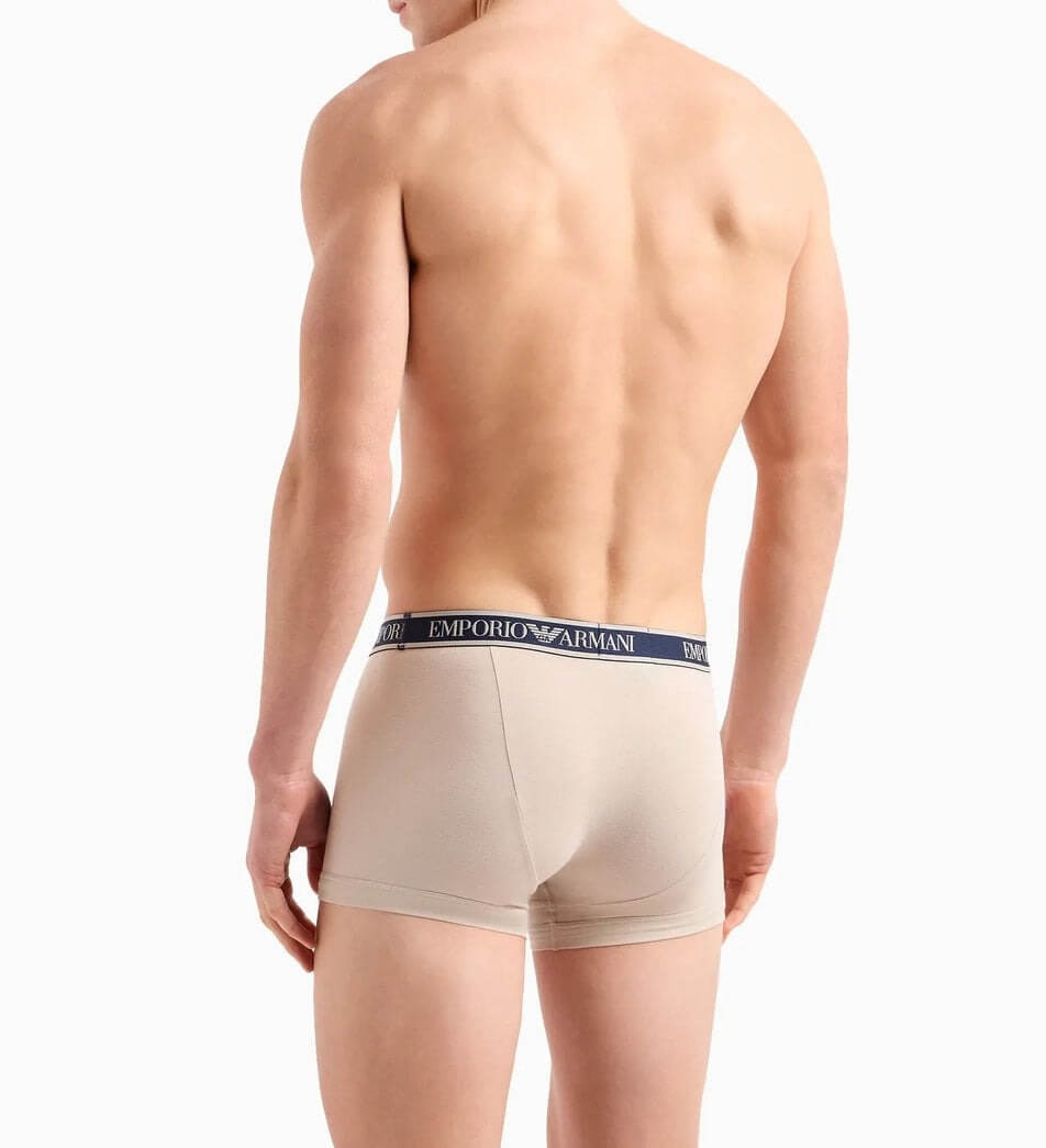Emporio Armani 3 Pack Low Rise Trunks with core logo - Black/Beige/Red
