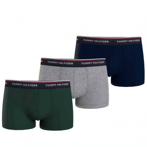 Tommy Hilfiger 3-Pack Organic Cotton Trunks - Black / Green / Grey