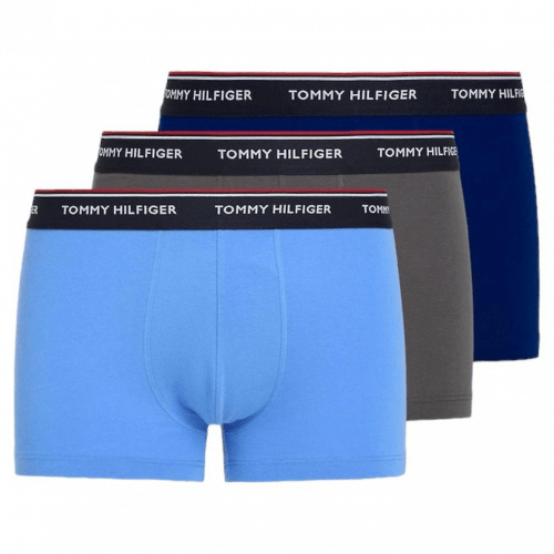 Tommy Hilfiger 3-Pack Organic Cotton Trunks - Navy / Grey / Blue