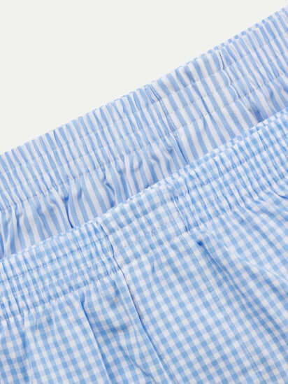 Boss 2 Pack Woven Boxers / Pyjama Shorts - Blue Check-Stripes