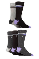 Farah Men's Contrast Heel & Toe 5 Pack Socks With Embroidered Leg (6-11 )