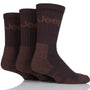 Jeep JM273 Luxury Mens 3 Pack Terrain Socks for Hiking Boots - Brown Earth