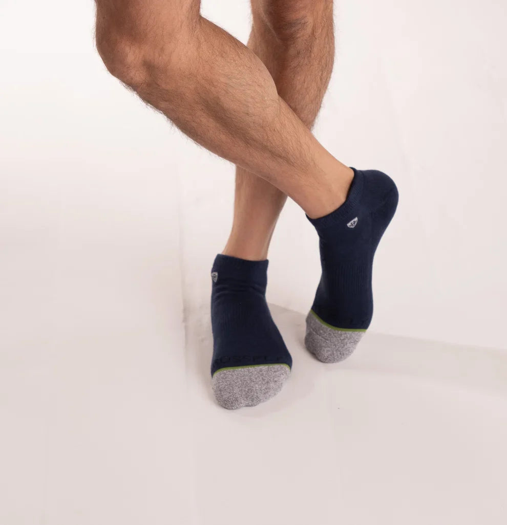 Crossfly Original Men's Low Cut Socks - Navy Marle lifestyle view