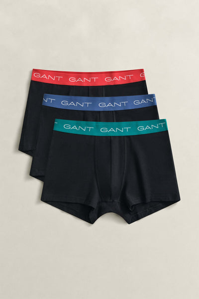 GANT 3-Pack Multicolour Waistband Trunks – Slim Fit Organic Cotton