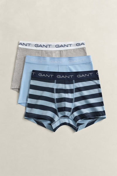 GANT 3-Pack Striped Trunks – Slim Fit Stretch Cotton Underwear