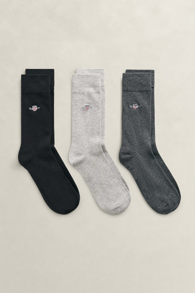 GANT 3-Pack Shield Crew Socks – Soft Combed Cotton