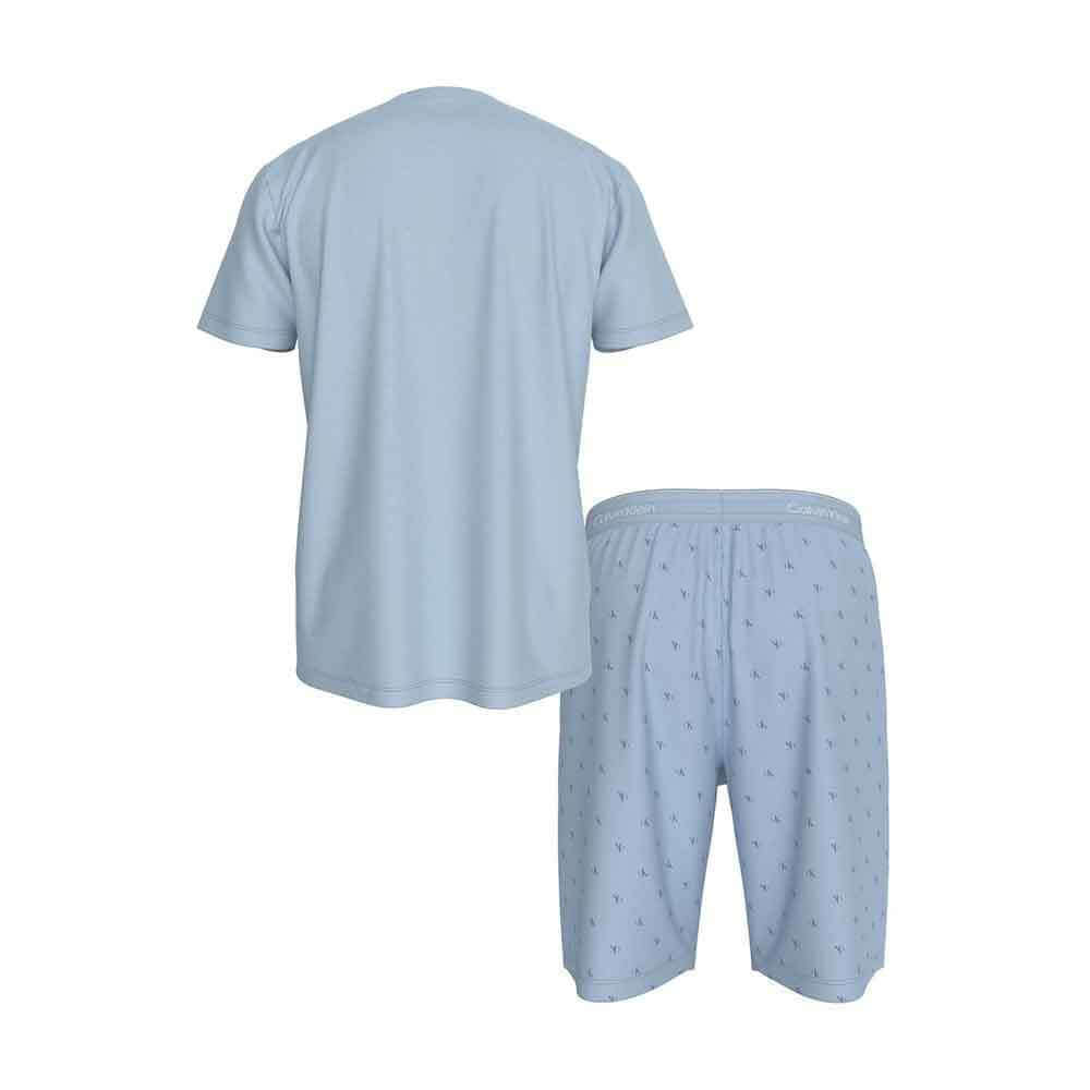 Light blue t-shirt and shorts set on a white background