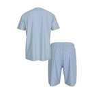 Light blue t-shirt and shorts set on a white background