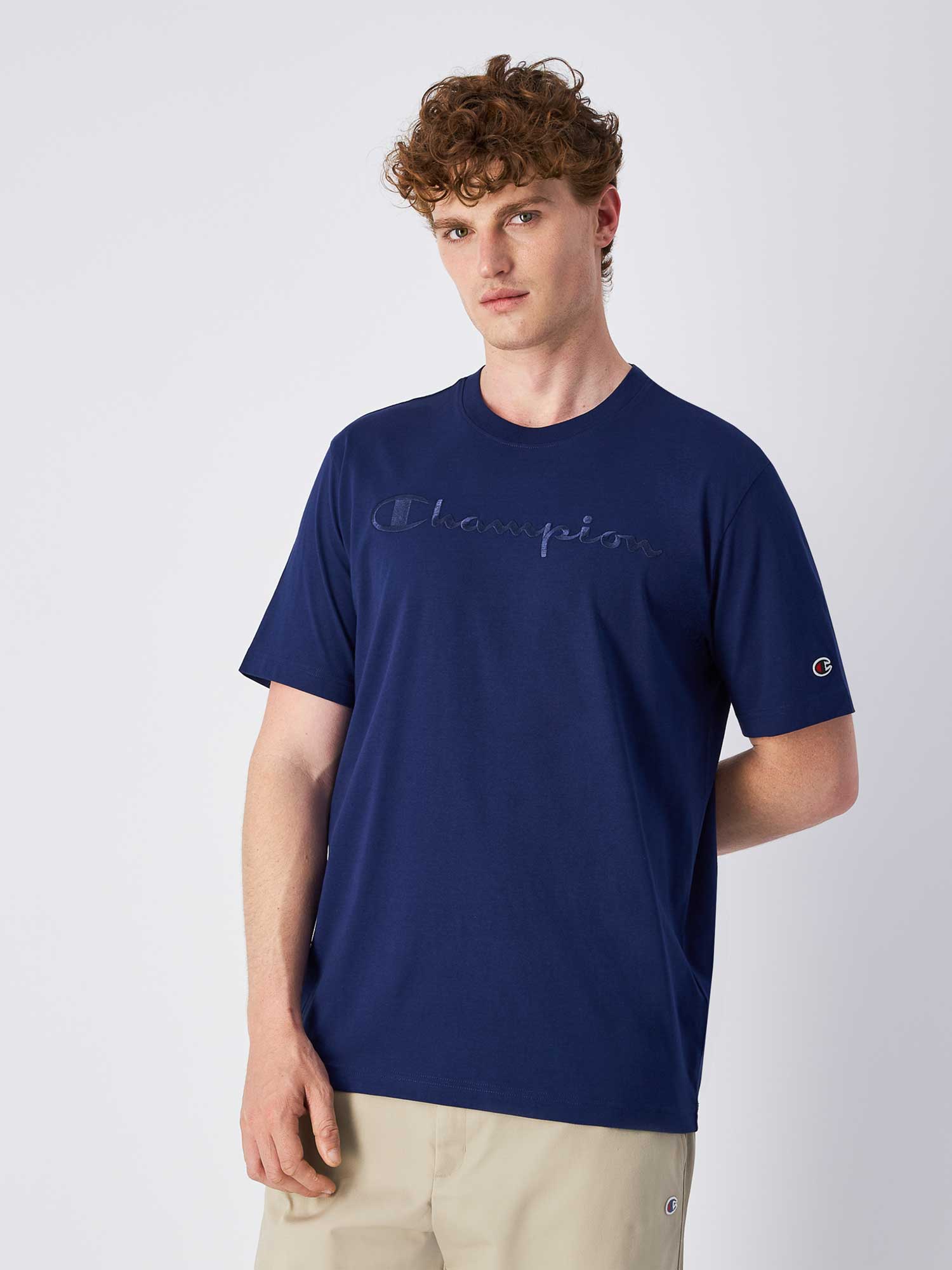 Champion Big Tonal Cotton T-Shirt - Navy