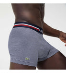 Lacoste 3 Pack Iconic Trunks With Tricolor Waistband - Navy Blue / White
