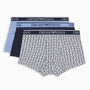 Emporio Armani 3 Pack Low Rise Trunks with core logo - Blue/Navy/White Print