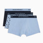 Emporio Armani 3 pack Pure Cotton Low Rise Trunks - Navy, Blue All Over Logo