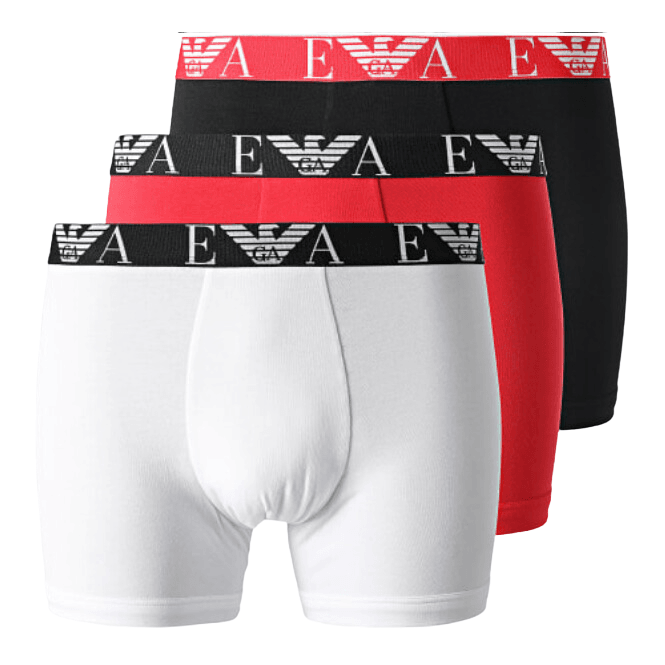 Emporio Armani 3 Pack Boxer Briefs Black Red White Trunks and