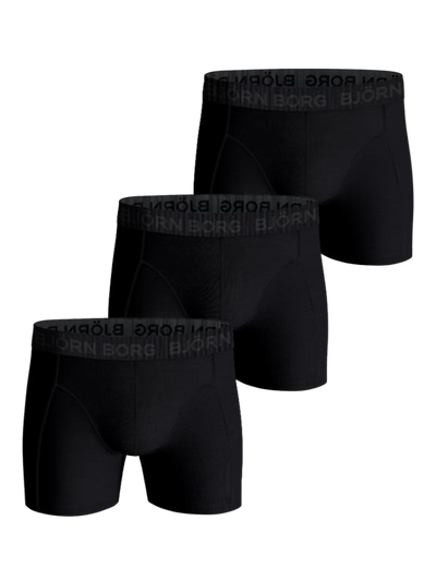 Björn Borg Men’s 3-Pack Cotton Stretch Boxers – Black Underwear