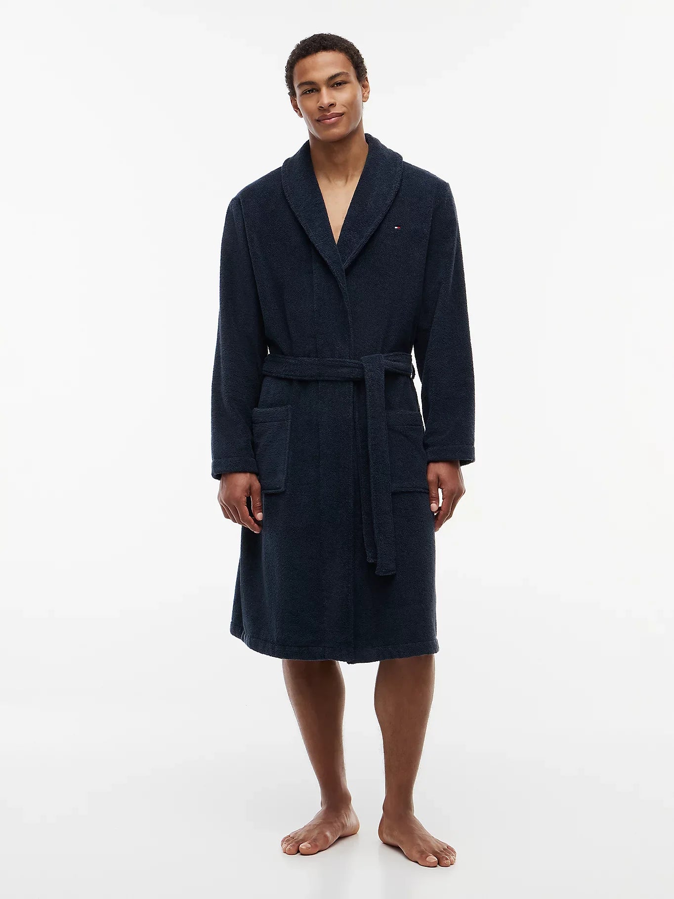 Tommy Hilfiger Cotton Towelling Bathrobe Navy Blazer