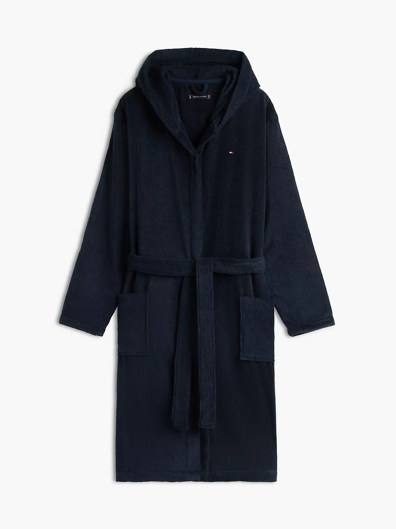 Tommy Hilfiger Pure Cotton Hooded Bathrobe Navy Blazer