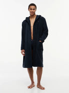 Tommy Hilfiger Pure Cotton Hooded Bathrobe Navy Blazer
