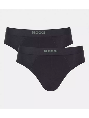 Sloggi Men's EVER Ease 2 Pack Cotton Stretch Midi Briefs - Black