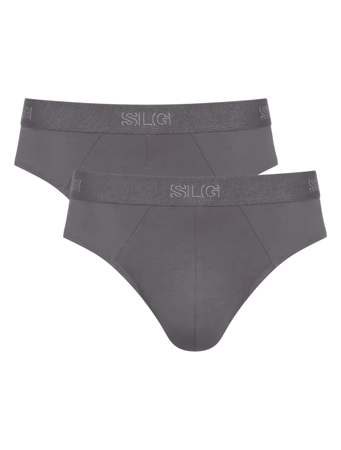 Sloggi Men’s SLG Midi Briefs 2 Pack – Organic Cotton, Shiver Grey
