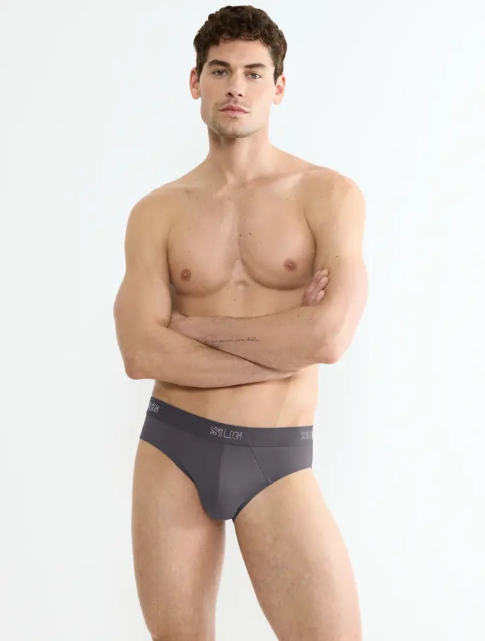 Sloggi Men’s SLG Midi Briefs 2 Pack – Organic Cotton, Shiver Grey
