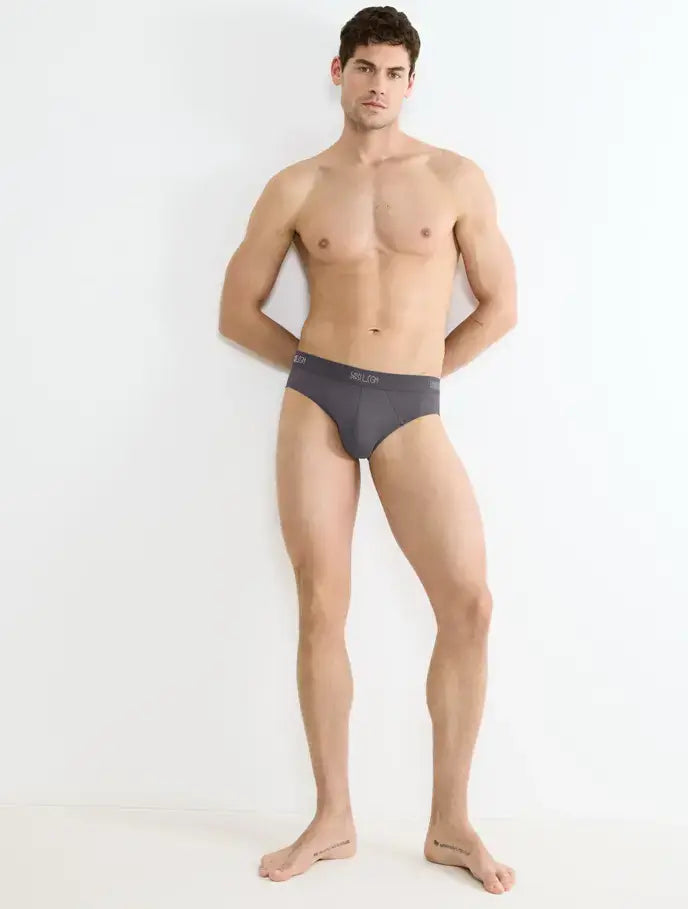 Sloggi Men’s SLG Midi Briefs 2 Pack – Organic Cotton, Shiver Grey