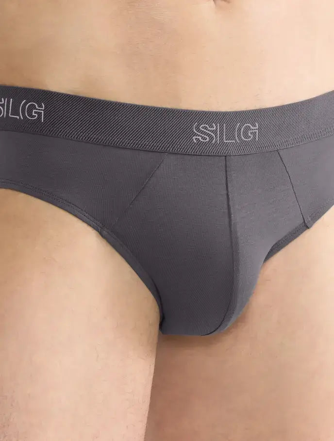 Sloggi Men’s SLG Midi Briefs 2 Pack – Organic Cotton, Blue & Grey