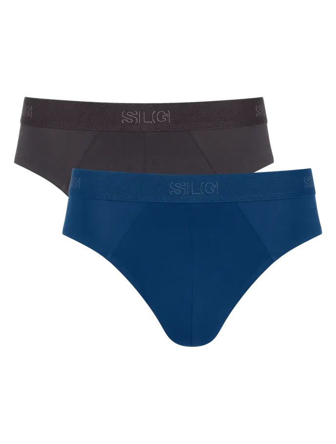 Sloggi Men’s SLG Midi Briefs 2 Pack – Organic Cotton, Blue / Charcoal