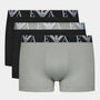 Emporio Armani 3 Pack Trunks Bold Monogram logo waistband - Black/Stone/Black